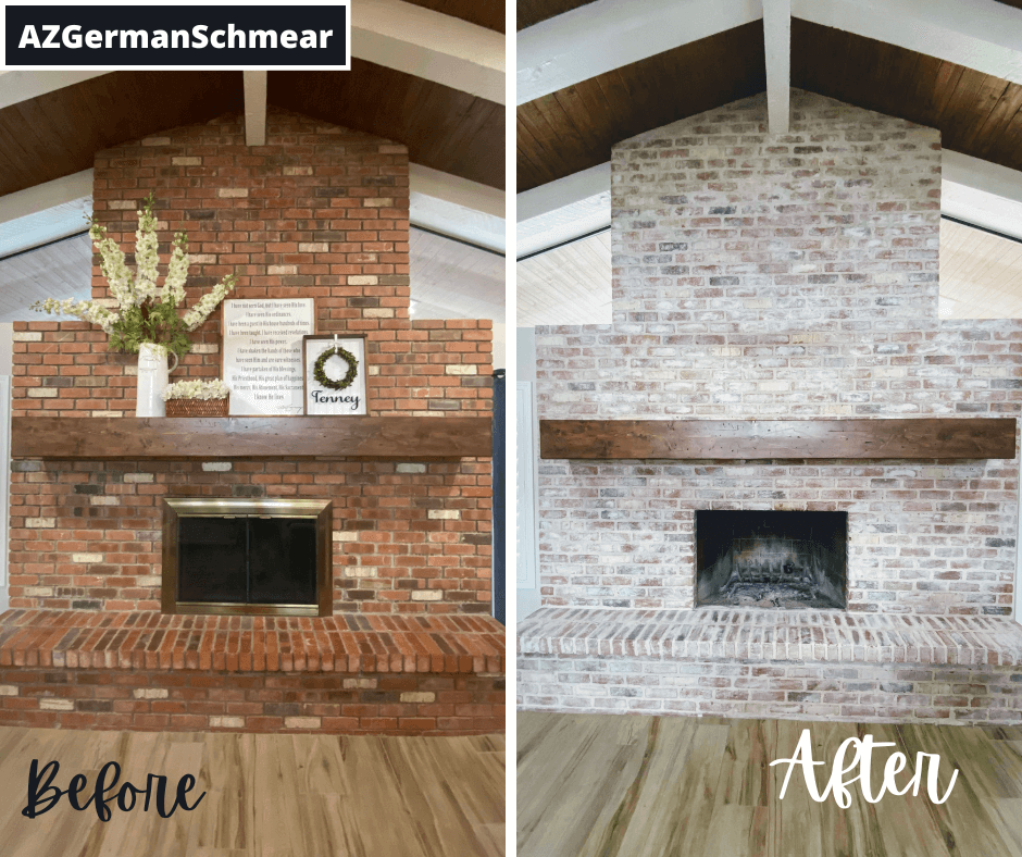 German Schmear Fireplace Before and After